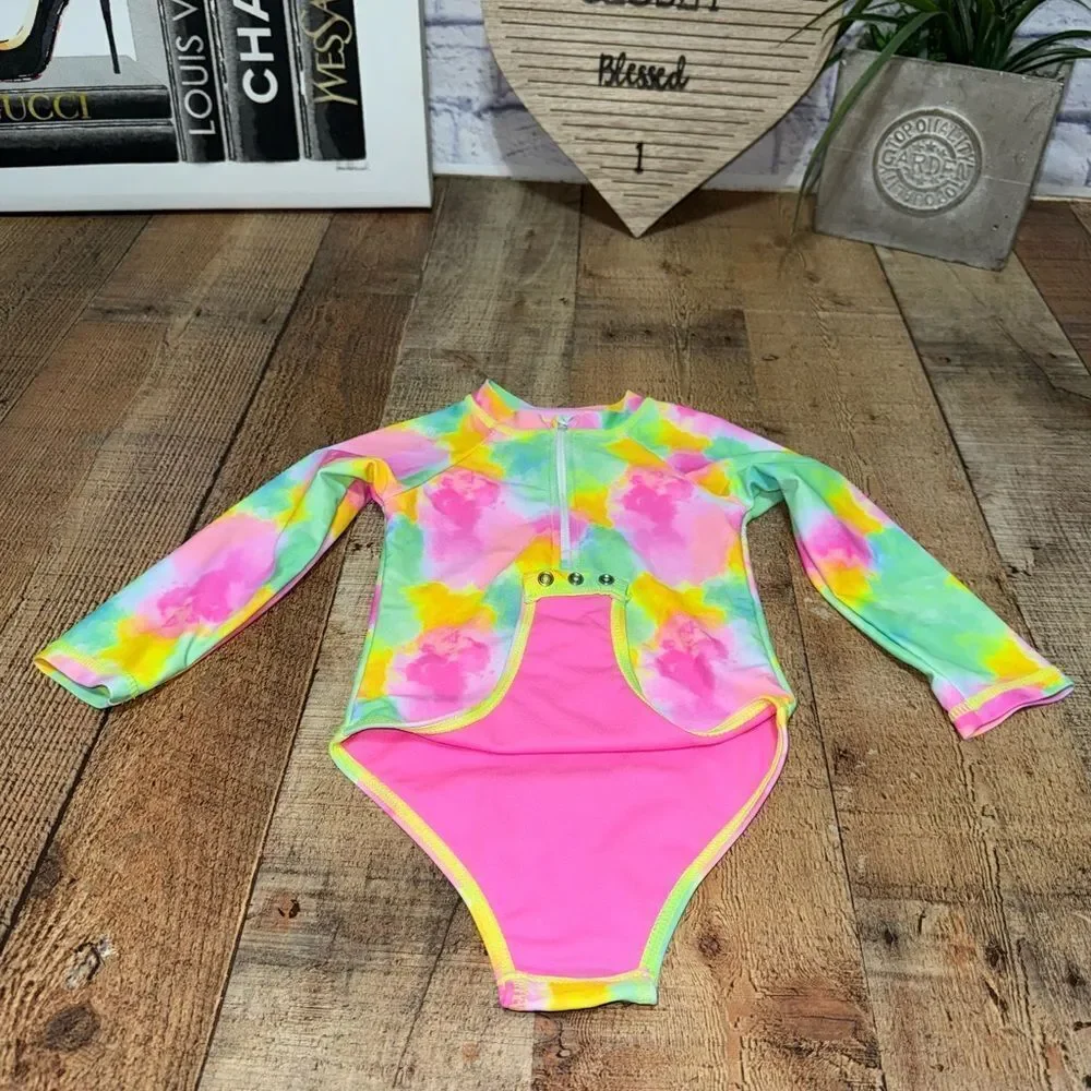 Ingear Zip front long sleeve bathing suit unitard for baby girls and‎ toddlers